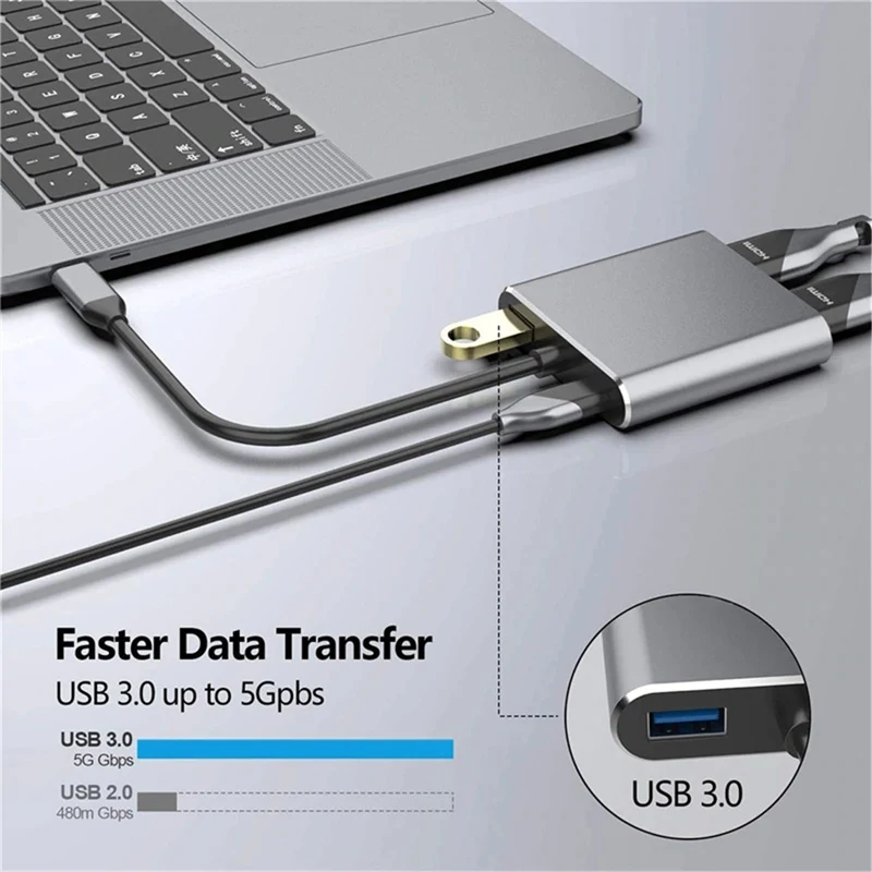

USB Type-C Hub To Dual 4K HDMI USB3.0 PD Charge Port USB-C Docking Station Adapter Support Dual-Screen Display For Macbook