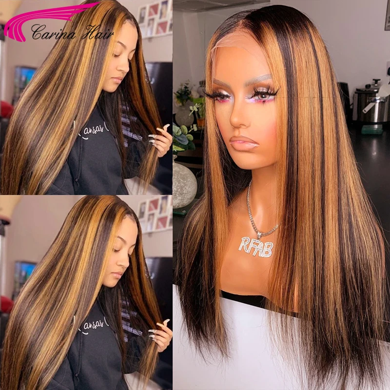 Парики из натуральных волос на сетке спереди волнистые/прямые парики блонд Омбре