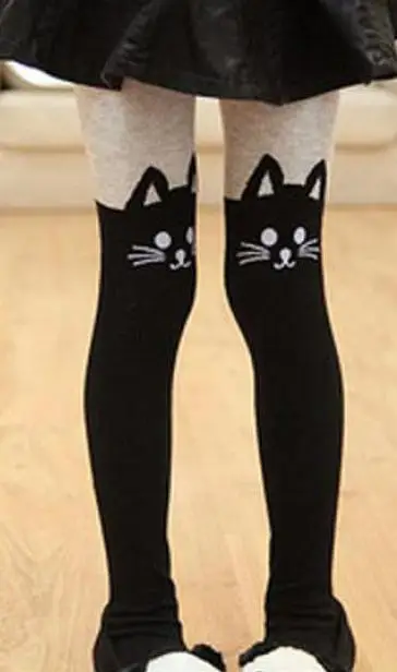 Осенне-зимние плотные колготки для девочек с рисунком кота; pantihose; детские колготки; колготки для девочек - Цвет: cat