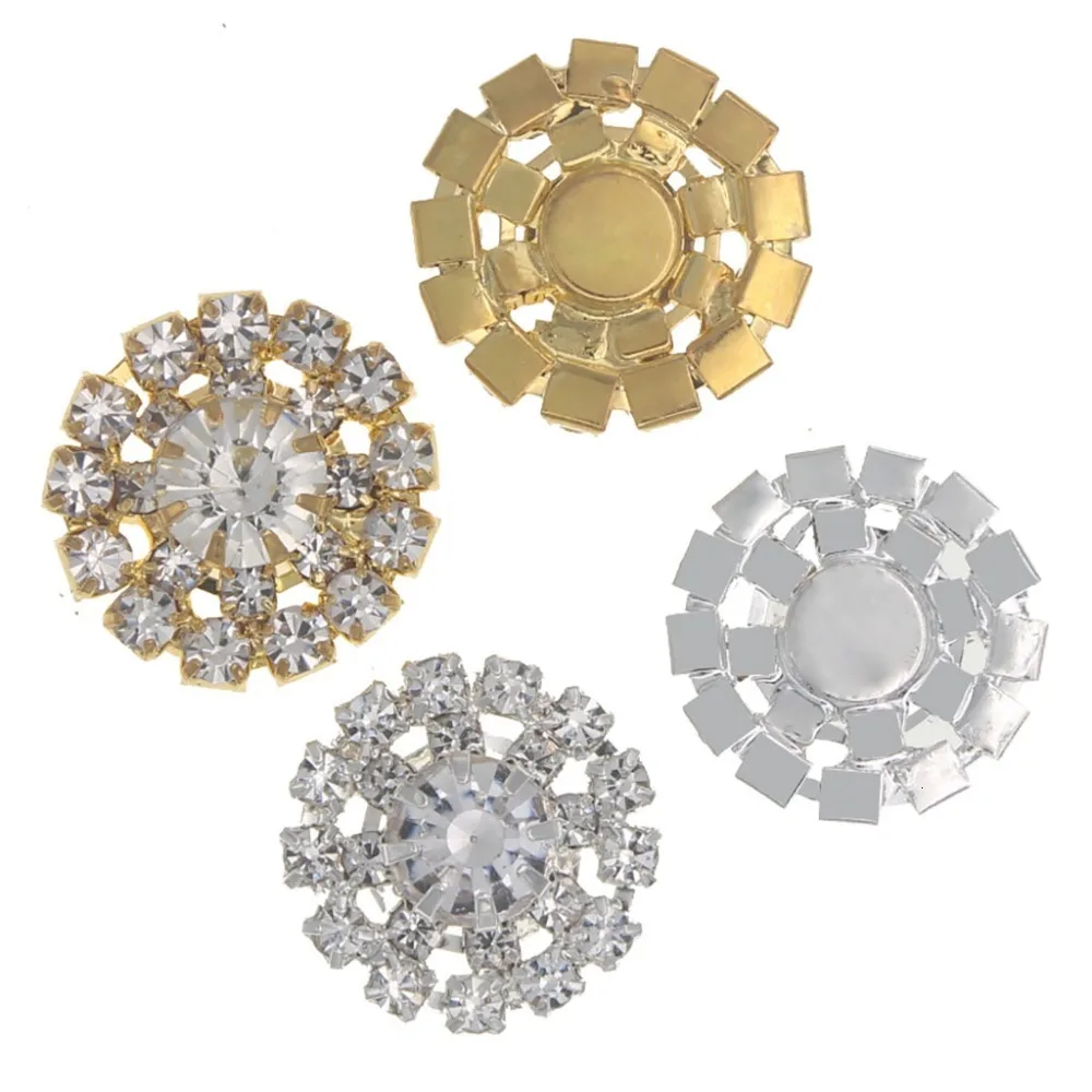 18mm Round Rhinestones Buttons Flatback Shank Button DIY Embellishment Hair Bow Interspersed Gem Decorative for Wedding Clothing
