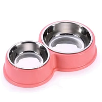 dog feeders double bowls for dogs cats 8 shaped plastic puppy cat feeder stainless steel round pet water food bowl pets supplies