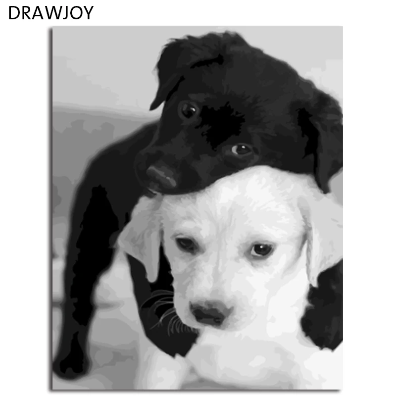 Набор для рисования по номерам на холсте собаки с рамкой | Дом и сад