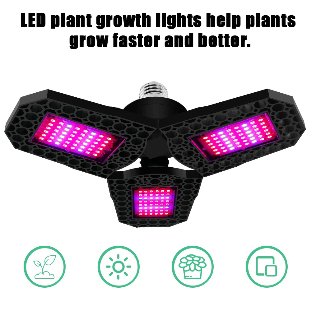 

LED Plant Growth Light Red and Blue Spectrum 3-leaf Folding Plant Growing Light Lamp ADW889