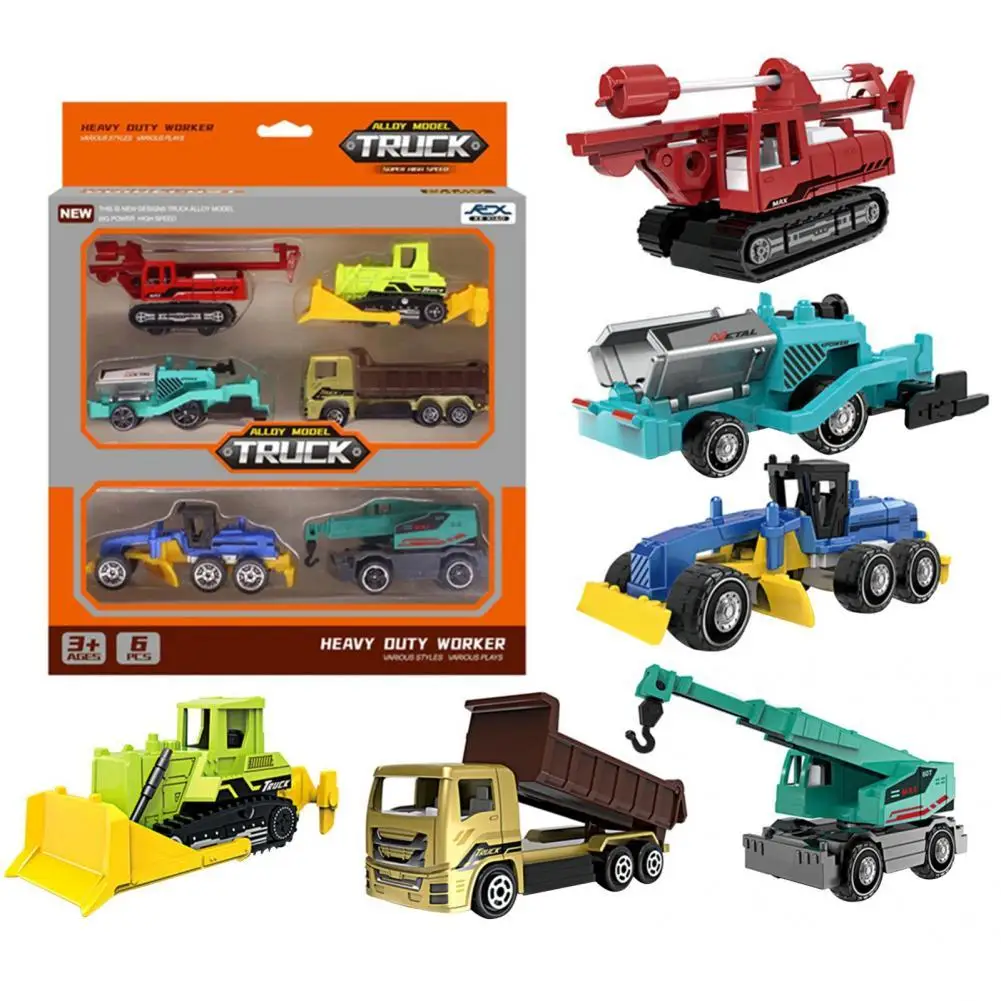 6 шт. полезный привлекательный строительный автомобиль игрушечная сильная