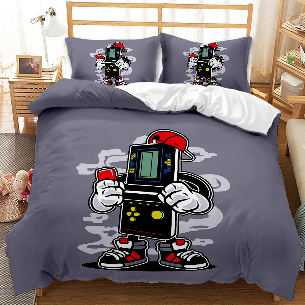 

Game Robot Bedding Comforter Cover Set Duvet Cover Cartoon King Queen Single Bedding Sets Soft Microfiber Decor