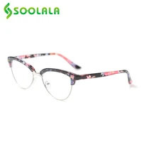 soolala retro semi rimless cat eye anti blue light reading glasses woman ladies farsighted reader presbyopia glasses 0 5 to 4 0
