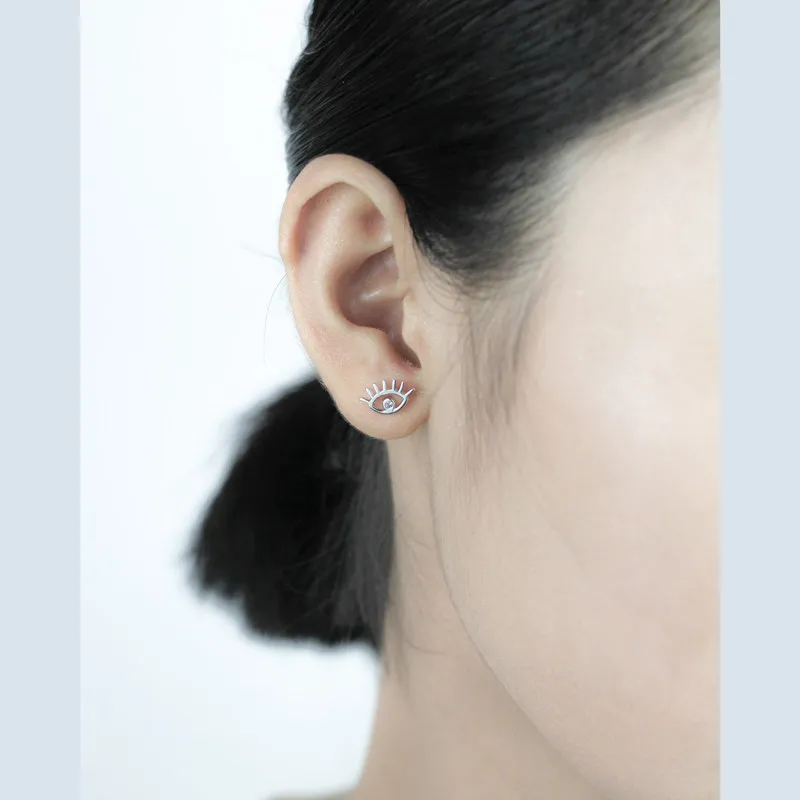 TrustDavis реальные 925 серебро модные милые глаз CZ серьги-гвоздики для женщин