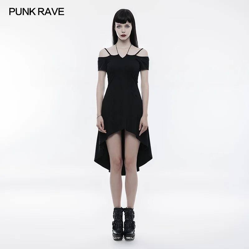 Панк RAVE Goth без бретелек тонкое платье с веревочным ожерельем микро сексуальный