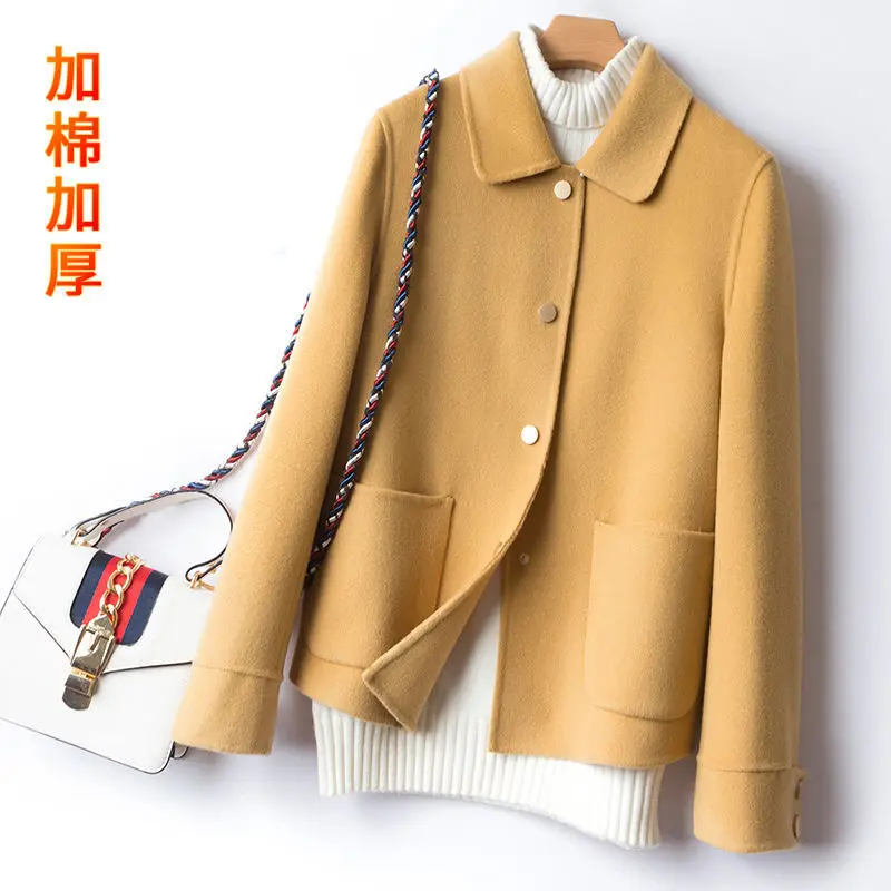 

2021 winter new woolen coat women's short loose Korean version of the large size fashion European and American wild woolen coat