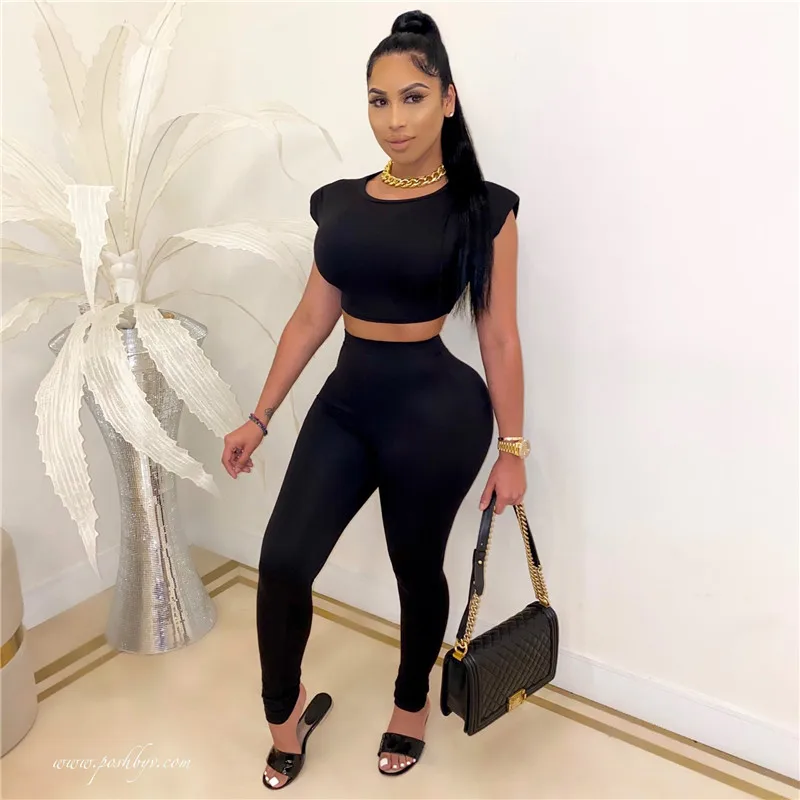 

elastic hight fitness tracksuit two piece set women asymmetry outfit turtleneck fashion crop top+pants streetwear clothes