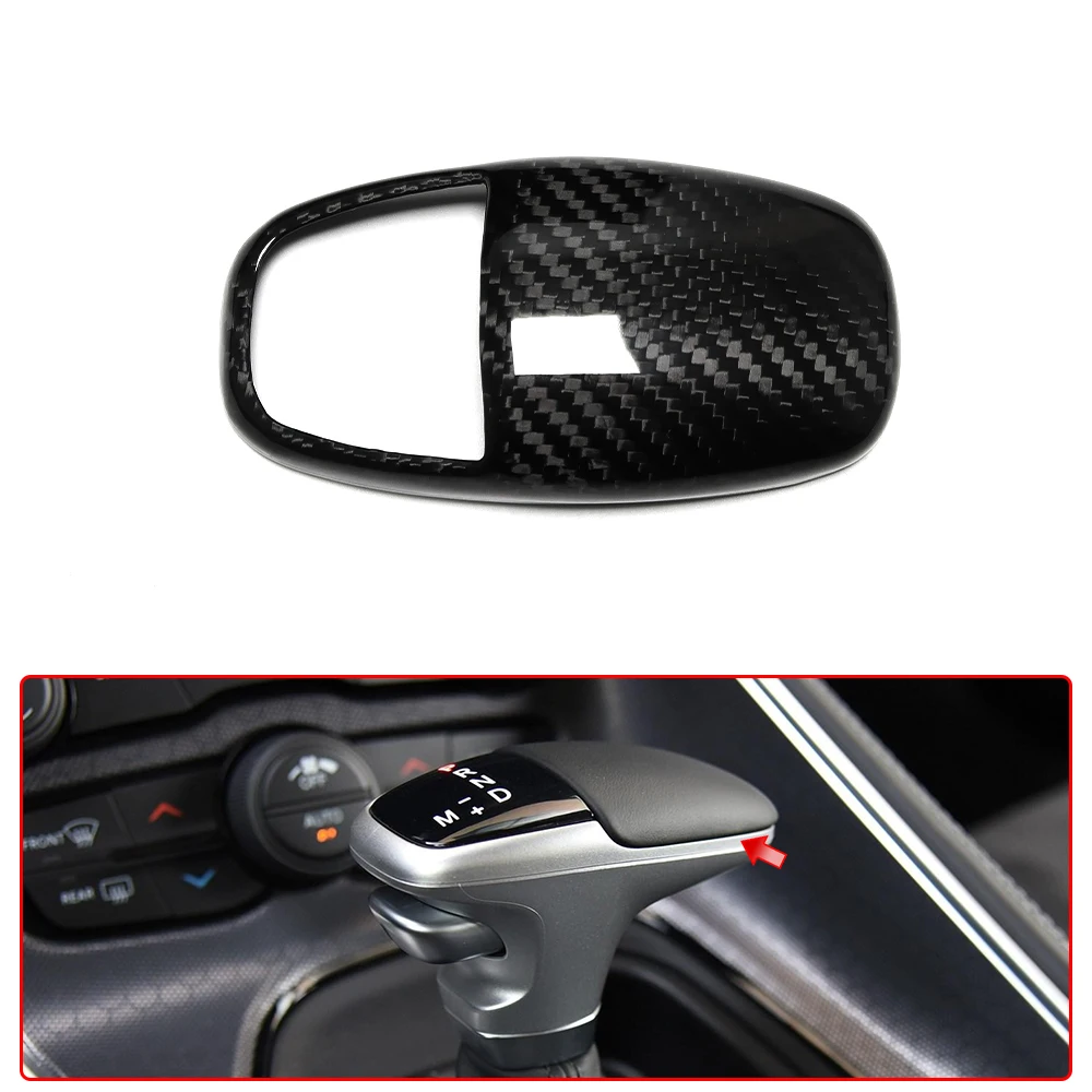 

Real Carbon Fiber Gear Shift Trim Knob Cover For Dodge Challenger Charger RT SRT SXT GT 2015-2021