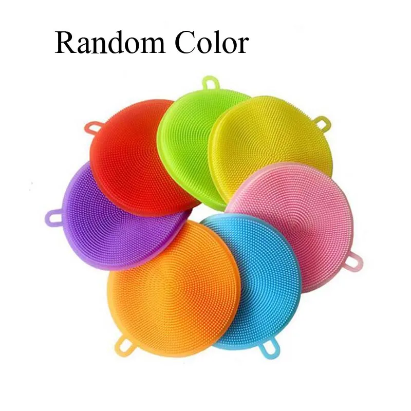 Random Color 2 шт Пищевая силиконовая губка для посуды Антибактериальная Волшебная Чистящая мягкая кисти, миска для кастрюли, кастрюля для посудомоечной машины, щетка для посуды, кухонные инструменты - Цвет: Random Color