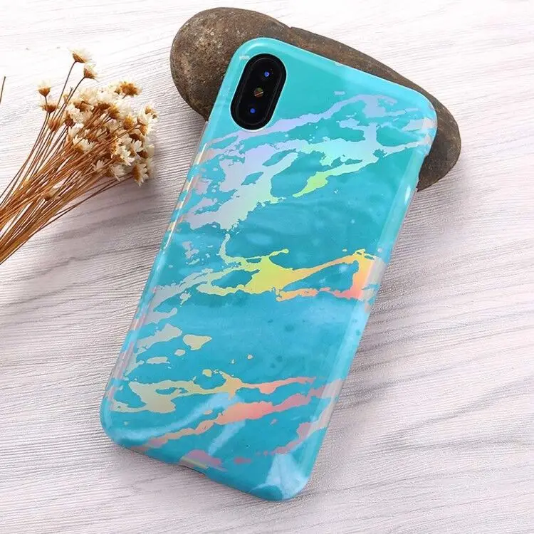 Чехол Heyytle с лазерным мрамором для iPhone 7, 8 Plus, 6, 6 s, чехлы с кольцом-держателем для iPhone X, XS, MAX, XR, мягкий ТПУ чехол, красочная подставка, чехол