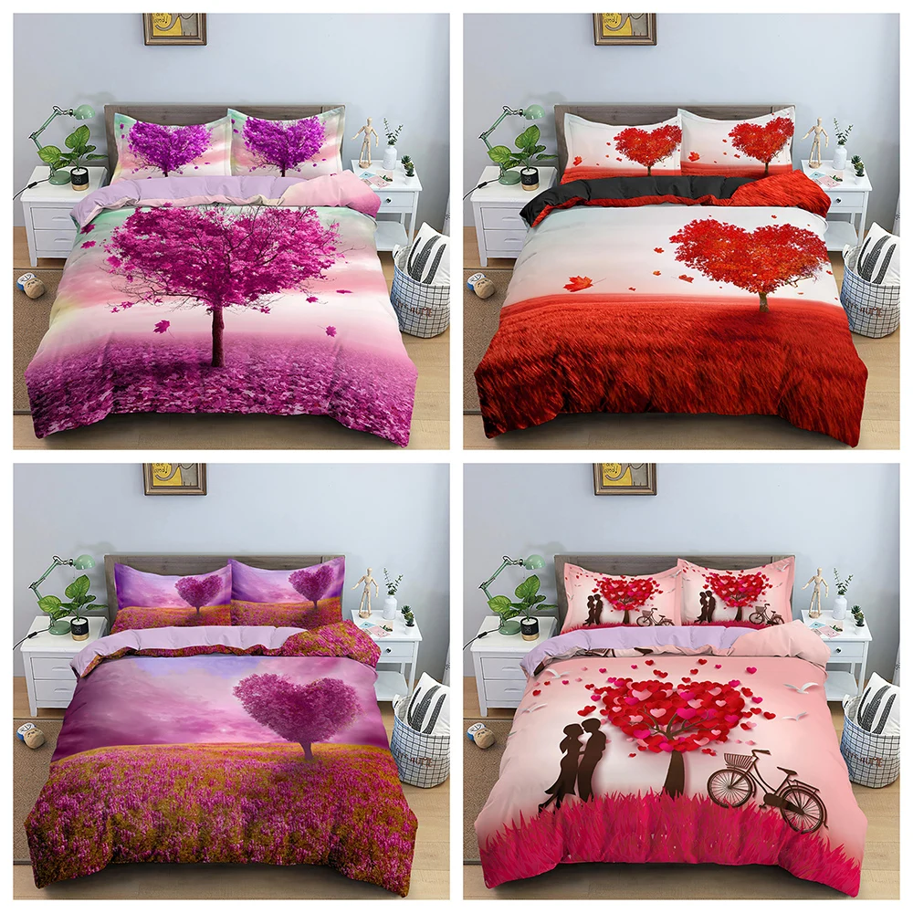 Романтическая любовь постельные принадлежности с принтами деревьев комплект