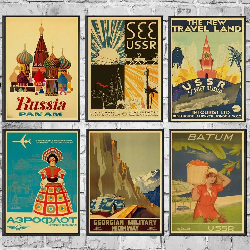 

Vintage posters Soviet Travel Poster Decor kraft wall paper High Quality Painting For Home/ Wall/Room/Bar Decor