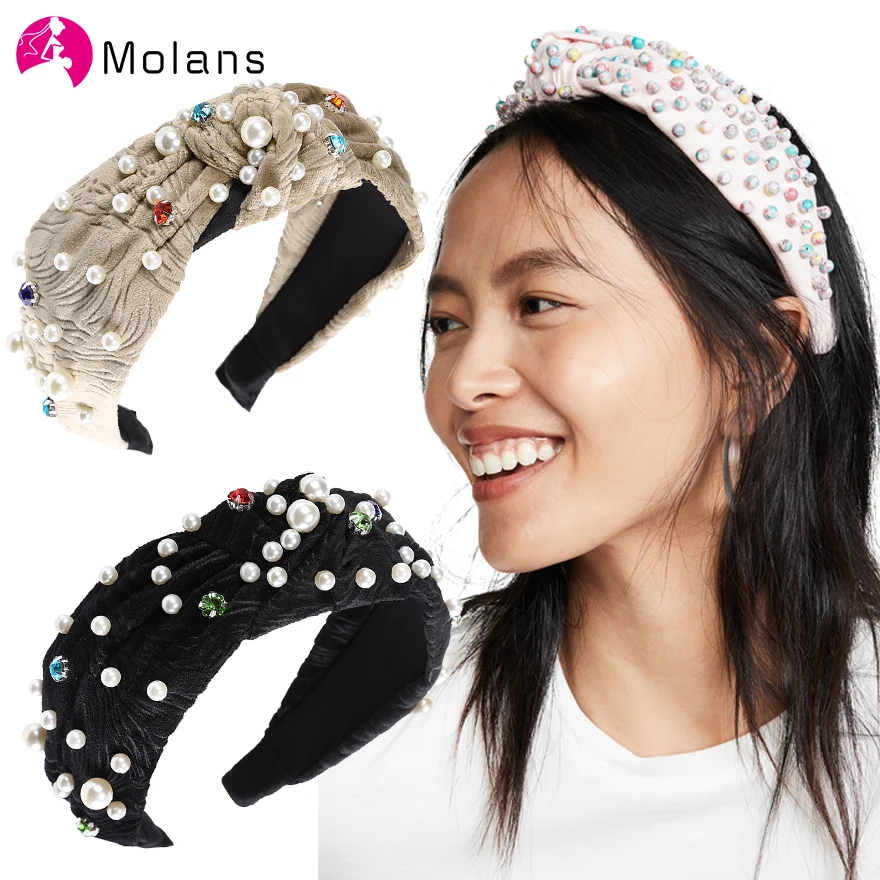 Весенние повязки на голову с жемчугом украшенные молонами стразы украшенный