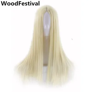 Женский синтетический парик WoodFestival, прямые парики для косплея для женщин, длинные волосы, красный, темно-коричневый, черный, блонд, синий, бордовый, серебристый