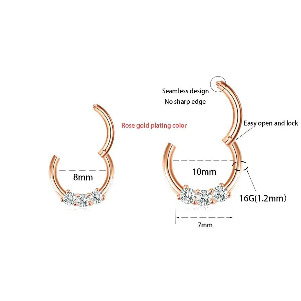 1 шт. Настоящее пирсинг Septo носовые кольца Daith драгоценный камень хрящ траг Ушная