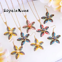 sophiaxuan female necklace sets flowers dangling earring pendant the pendant and elegant fashion party 2021 jewelry for women