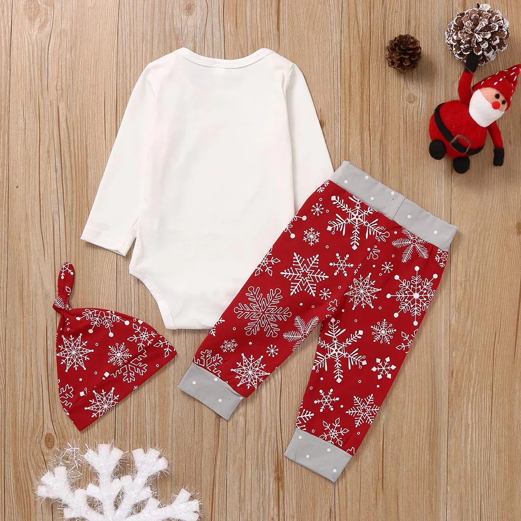 Комплект одежды для маленьких мальчиков и девочек Рождественский комбинезон с