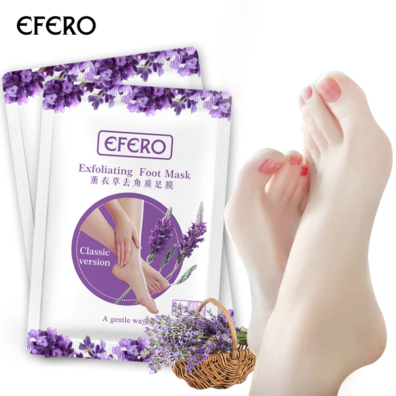 

EFERO 2Pair Exfoliating Foot Mask Socks Foot Scrub Spa Pedicure Socks Foot Peeling Mask Feet Care For Heels Remove Dead Skin