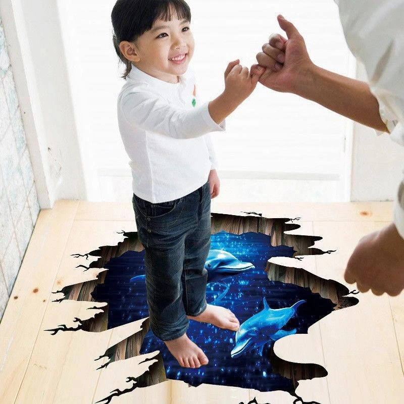

3D Wall Stickers for Kids Room Boys Fake Window PVC Wallpaper Murals Sticker Decals Room Decoration Nursery