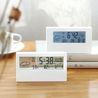 electronic digital desktop lcd snooze calendar alarm clock bedroom watch with thermometer and hygrometer for household batteries