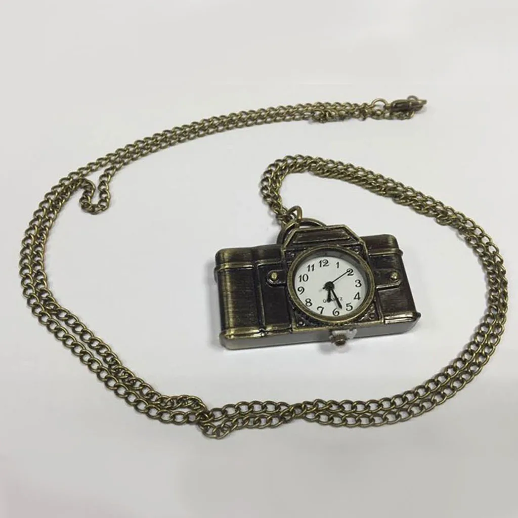 Карманные часы Винтажные Унисекс античная бронза дизайн камеры Подвесные