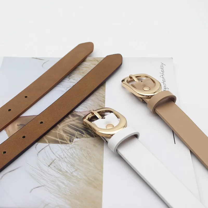 

Designers Women Belts PU Elliptical Pin Buckle THIN Belts For Jeans All-match Belts For Female