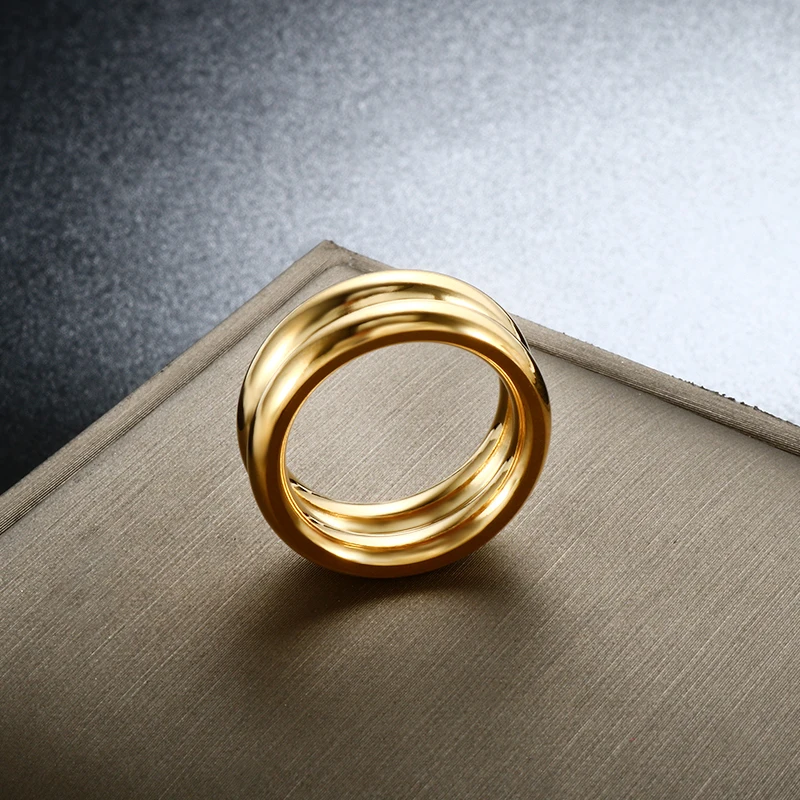 

ZMFashion 7mm Vintage Croissants Rings for Men Women Punk Hip-hop Chunky Gold Color Finger Ring Thick Simple Minimalism Jewelry