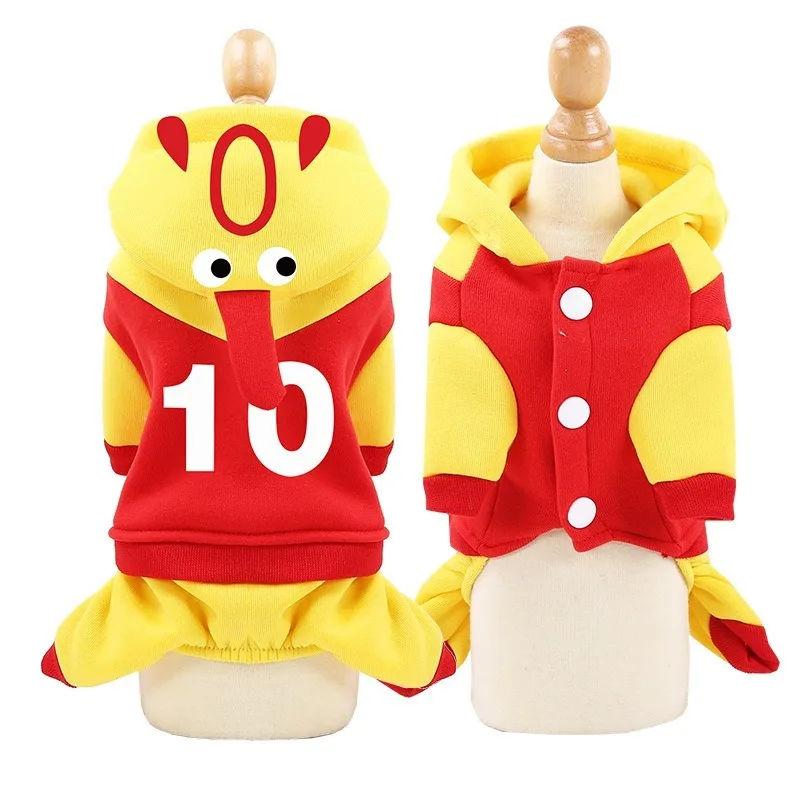 Одежда для собак с мультяшными животными осенне зимние толстовки четырьмя