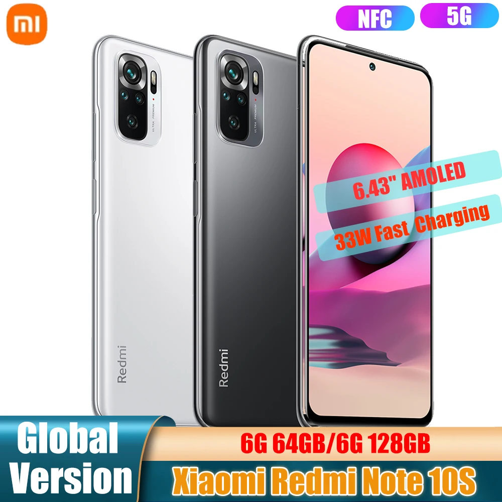 

Смартфон Xiaomi Redmi Note 10S Глобальная версия 64MP Quad Camera Helio G95 AMOLED Display 33W Быстрая зарядка с NFC 5000mAh