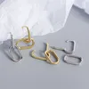 Oval Hoop Earrings For Women Simple Metal Style 5