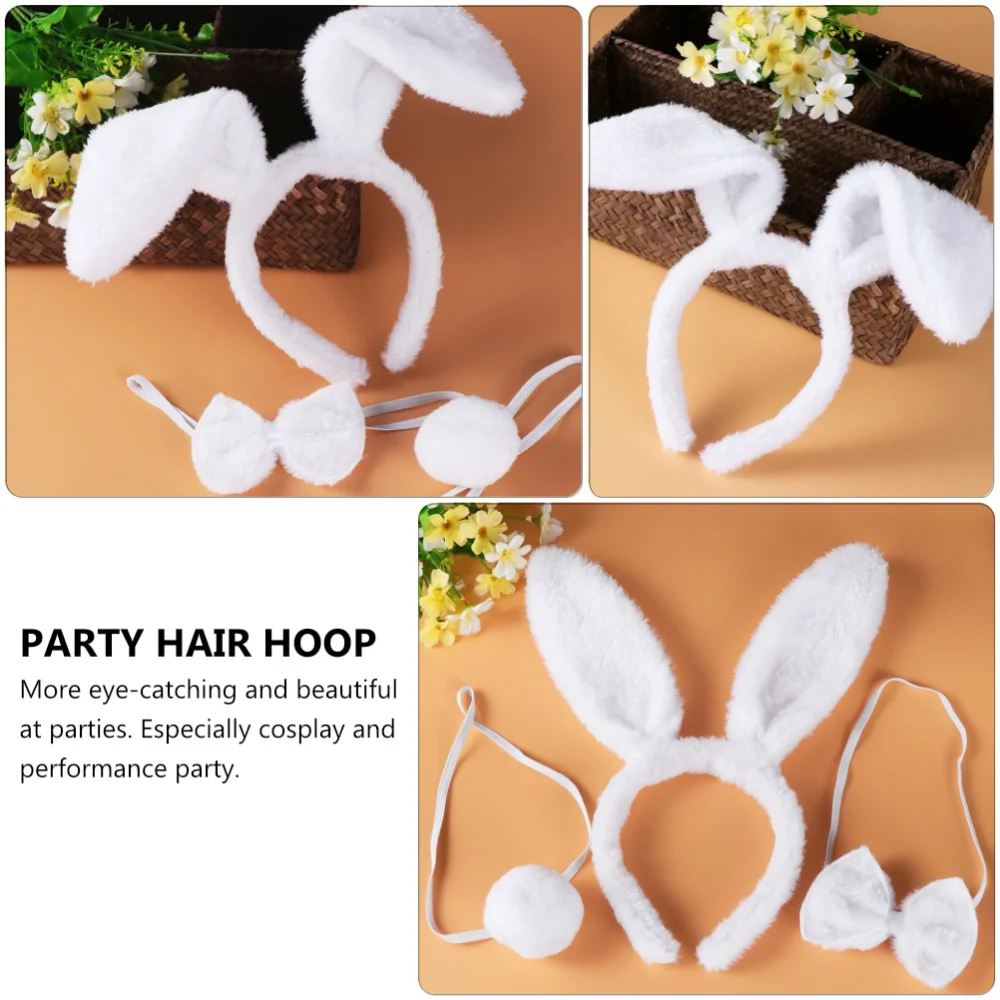 

3 Set Performance Rabbit Ear Hair Hoop Adorable Hair Accessory Rabbit Tail