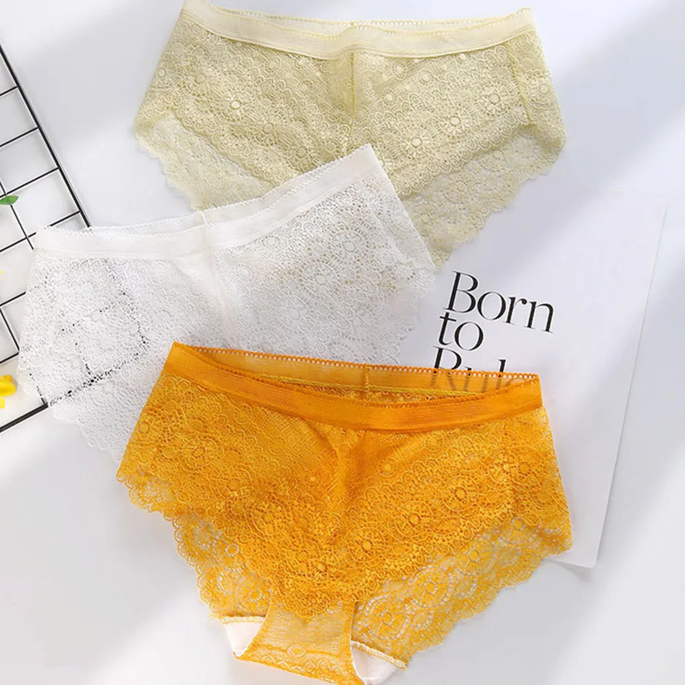 Quality Ladies Sexy Transparent Lace Panties Female Solid Floral Hollow Out Underwear Seamless Breathable XXL | Женская одежда