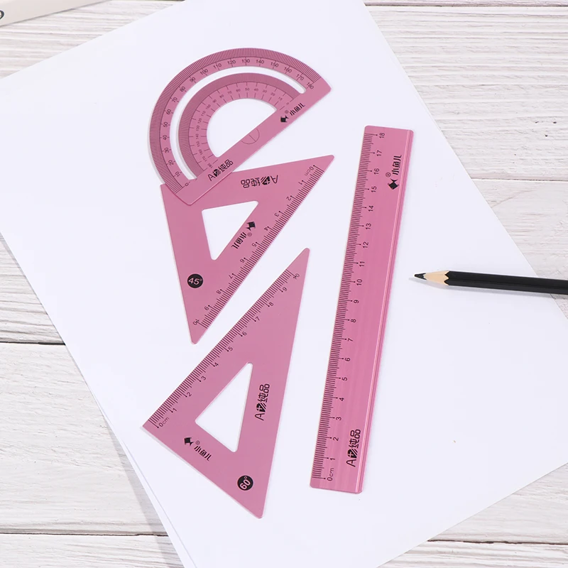 

4pcs/set UV Aluminum Alloy Ruler Drawing Measurement Geometry Triangle Ruler Straightedge Protractor A Variety Of Rulers