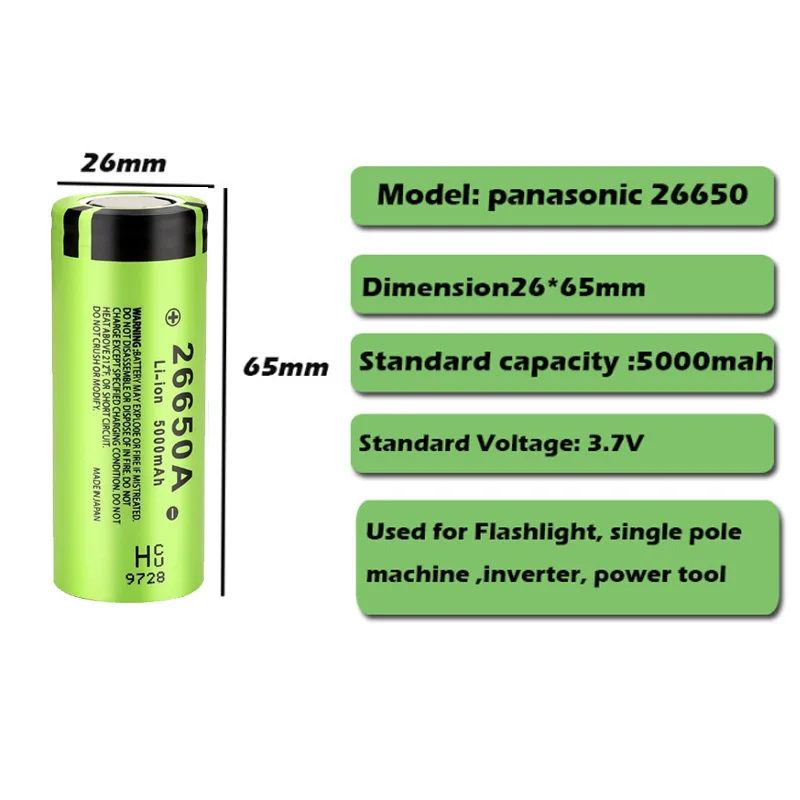 Литий ионный аккумулятор Panasonic 26650A 3 7 в 5000 мАч|Перезаряжаемые батареи| |