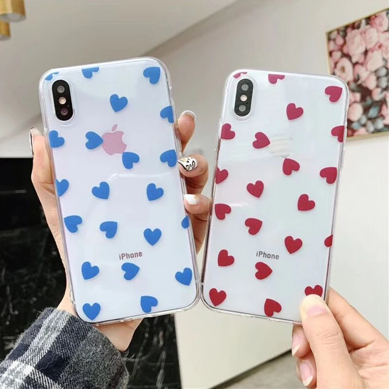 Чехол для телефона LOVECOM для iPhone 11 Pro XS Max XR XS X 6 6S 7 8 Plus Love Heart из мягкого термополиуретана Ультратонкий Прозрачный чехол для задней панели телефона в подарок