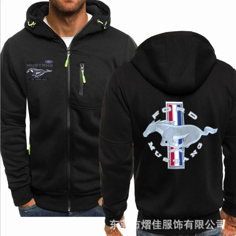 

2021 fashion men's Spring New motorcycle MUSTANG Hoodie cotton casual zipper men's Hoodie