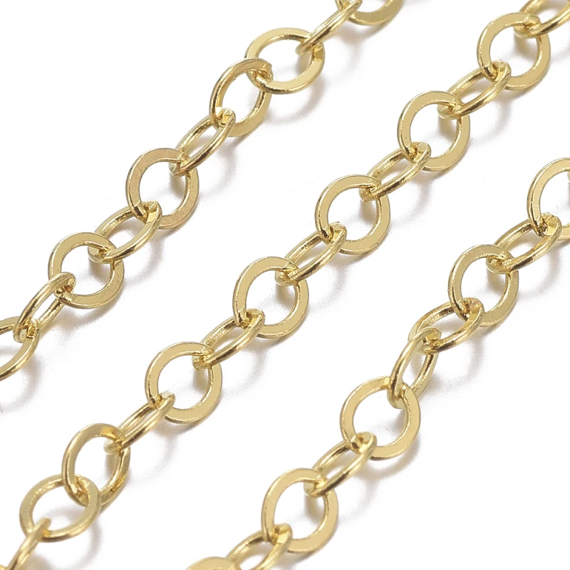 

10m/roll Brass Flat Oval Cable Chains Link Chain Unwelded with Spool for Jewelry Making DIY Bracelet Necklace 3.5x3x0.5mm