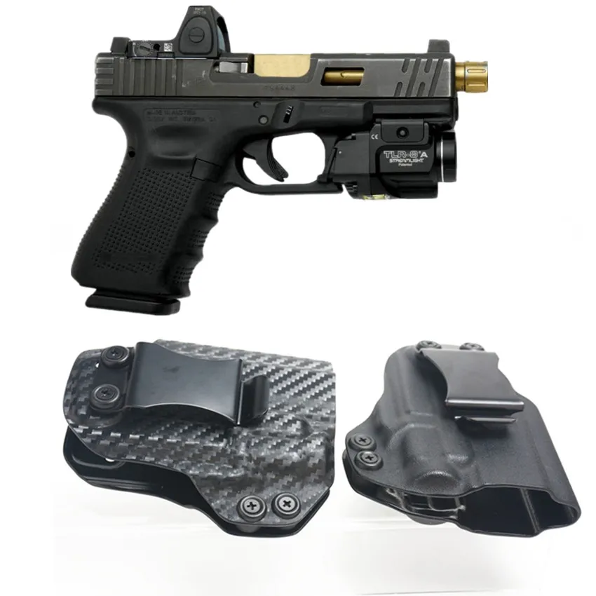 Карбоновое волокно kydex кобура IWB внутри пояса для Glock G19 G25 G32 G23 G45 Mos Gen 3 4 5 Streamlight TLR 8