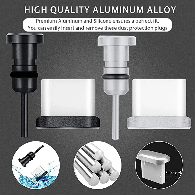 Универсальный комплект алюминиевых пылезащитных заглушек USB C для зарядного