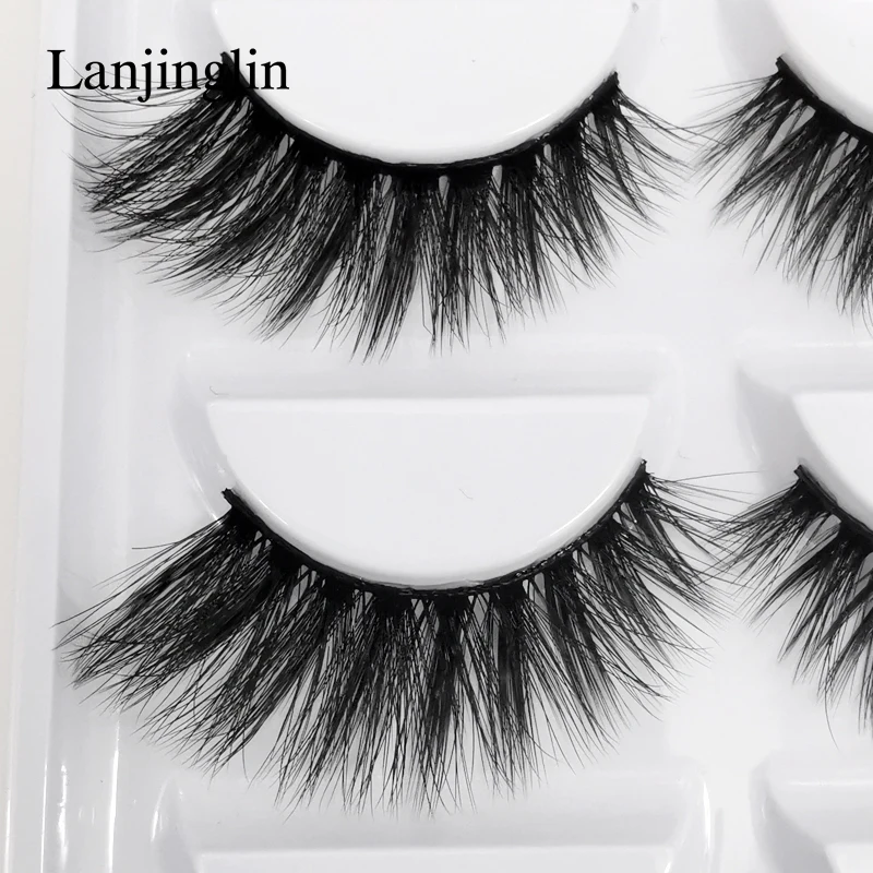 LANJINGLIN 1/3/5 пар 3D из меха норки накладные ресницы натуральные длинные ресницы тонкие Макияж Наращивание ресниц пикантные Поддельные Ресницы cilios