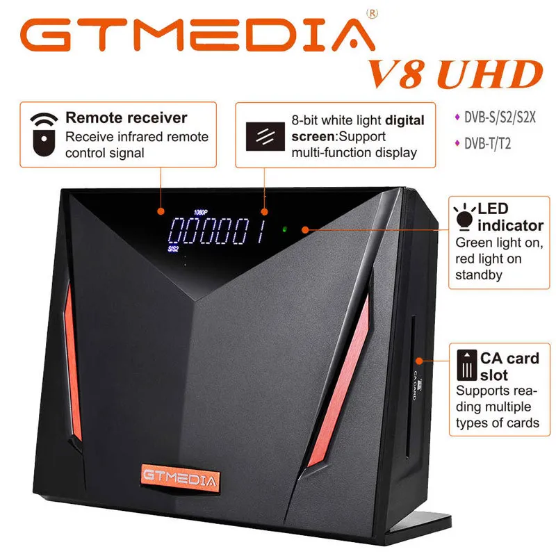 GTmedia V8 UHD спутниковйы ТВ-приемник DVB-S2 DVB-T2 Combo H.265 4K со сверхвысоким разрешением Ultra