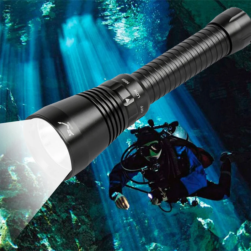 

Brightest Professional Diving Flashlight XHP70.2 Portable Scuba Dive torch 200M Underwater IPX8 Waterproof 18650 Flashlights