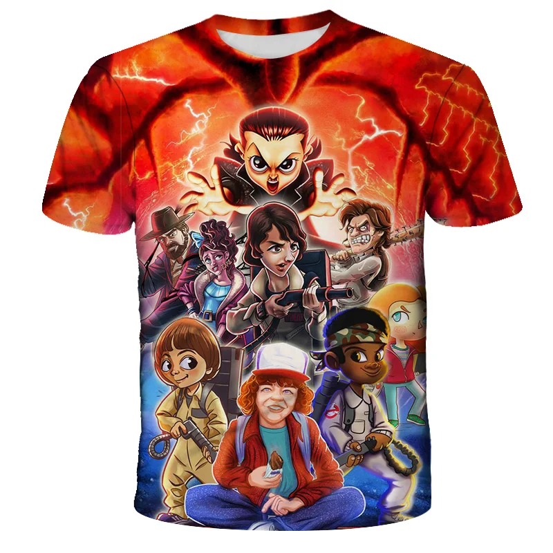 

2021 Stranger Things T Shirt Boy Girl Clothes Cartoon Funny Summer Top Tshirt Graphic Tee Shirts Kawaii 3D Short-Sleeved Costume