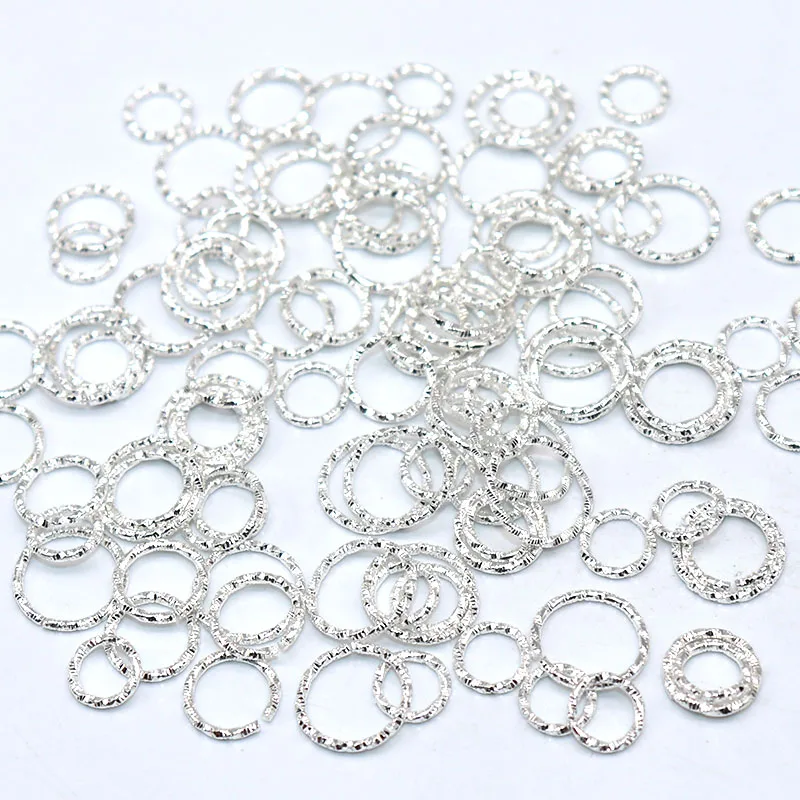 Открытые карабины для прыжковых колец и крючков разных размеров круглой формы с тиснением для бисероплетения, создания украшений из бисера, изготовления сережек, 100 шт. в наборе.