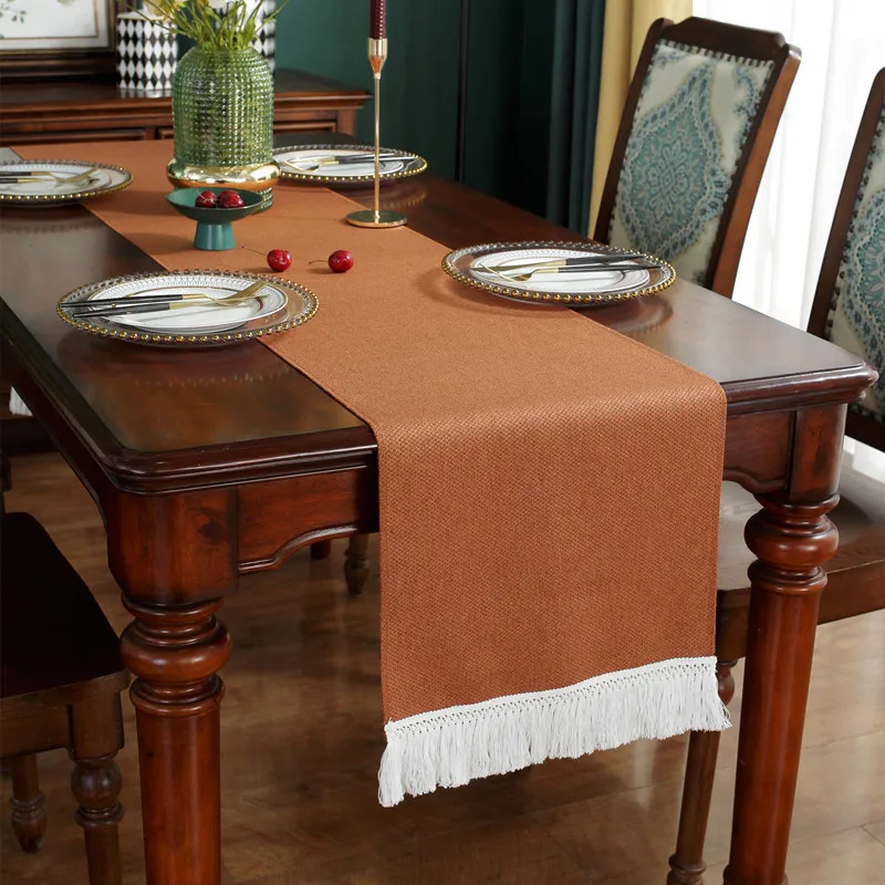 

Table Runner European Retro Dining Room Decor Halloween Christmas Decoration Macrame Blue Gray Runner Table Cover Modern Luxury