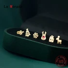 Женские серебряные серьги-гвоздики La Monada, маленький Рождественский набор, серебряные серьги 925 пробы в минималистическом стиле, серебряные серьги для женщин и девушек, 925