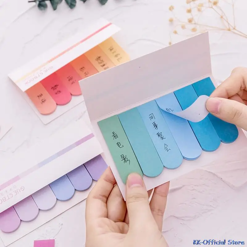 

1pc Mini Gradient Memo Pads Sticky Notes Bookmark Papers Stationery Index Paper Sticker School Office Supply Random Color